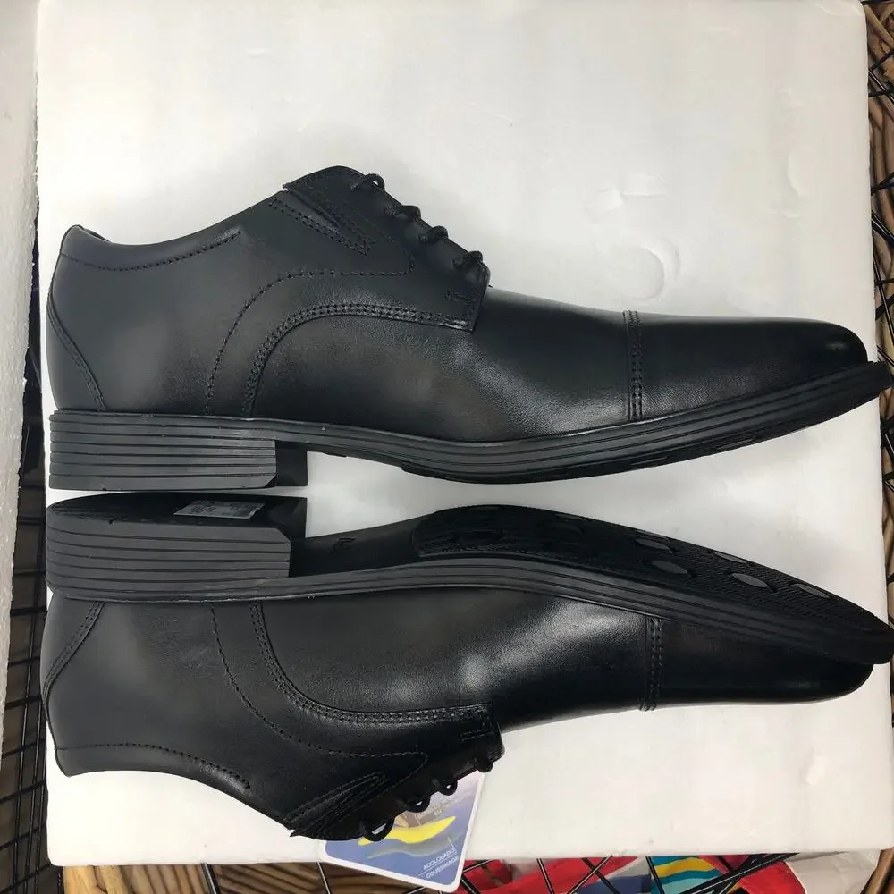 Clarks Mens Black Shoes Whiddon Cap Toe Oxford Lace Up 9.5 NEW